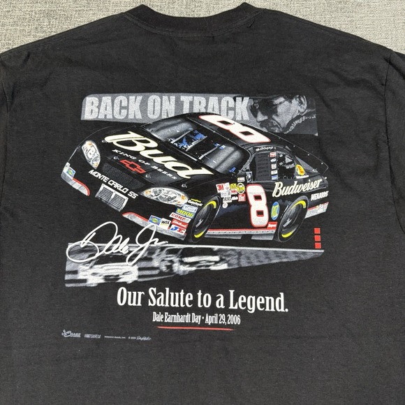 Dale‎ Earnhardt Budweiser NASCAR T Shirt Sz M Salute To A Legend Black Y2K 2006 - Picture 1 of 8